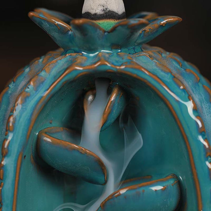 Brûleur d'encens à reflux en céramique Cactus Healing Smoke Fountain