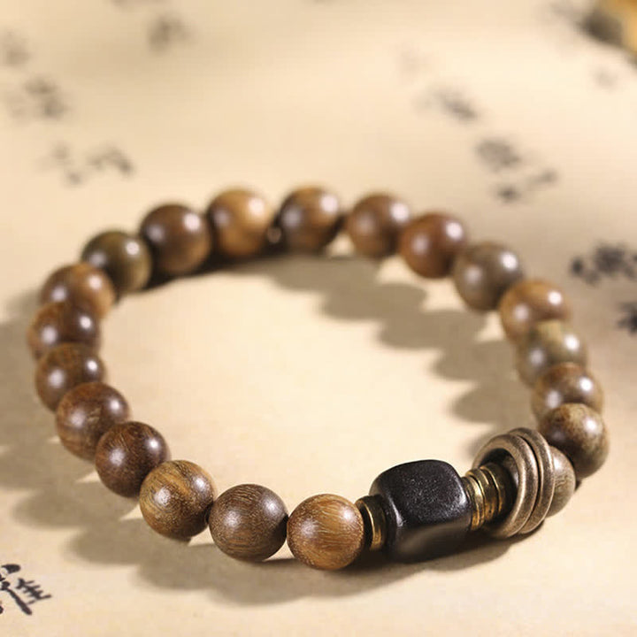 Bracelet tibétain apaisant en cristal de bois de santal vert