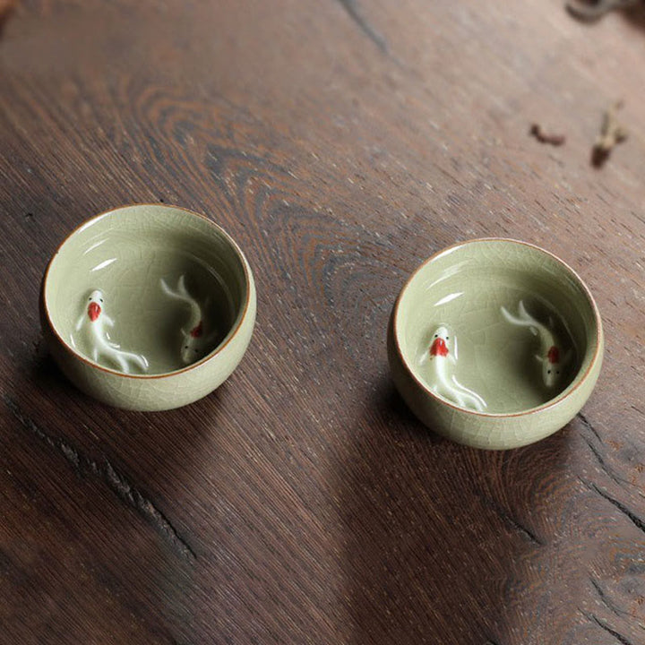 Buddha Stones Poisson Koi Coloré Tasse à Thé en Céramique Tasse à Thé Kung Fu Bol