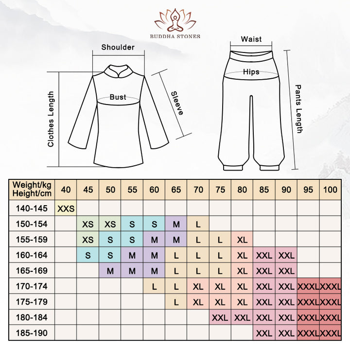 Ensemble de vêtements unisexes à motifs simples avec Buddha Stones pour méditation, prière, spirituel, zen, tai-chi, qigong - image 9
