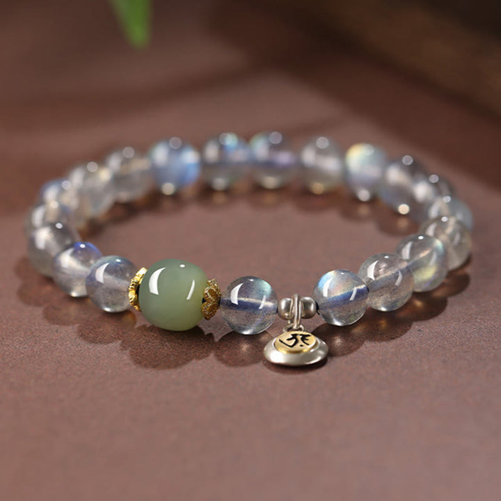 Bracelet positif en argent sterling 925 Buddha Stones et zodiaque chinois, pierre de lune naturelle, jade Hetian
