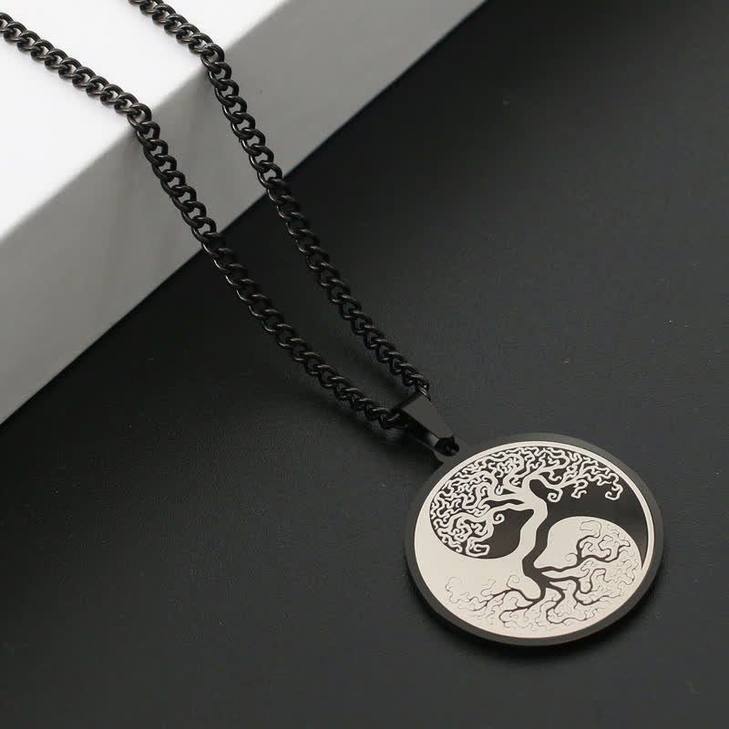 Collier pendentif en acier titane avec Buddha Stones et arbre de vie - image 4
