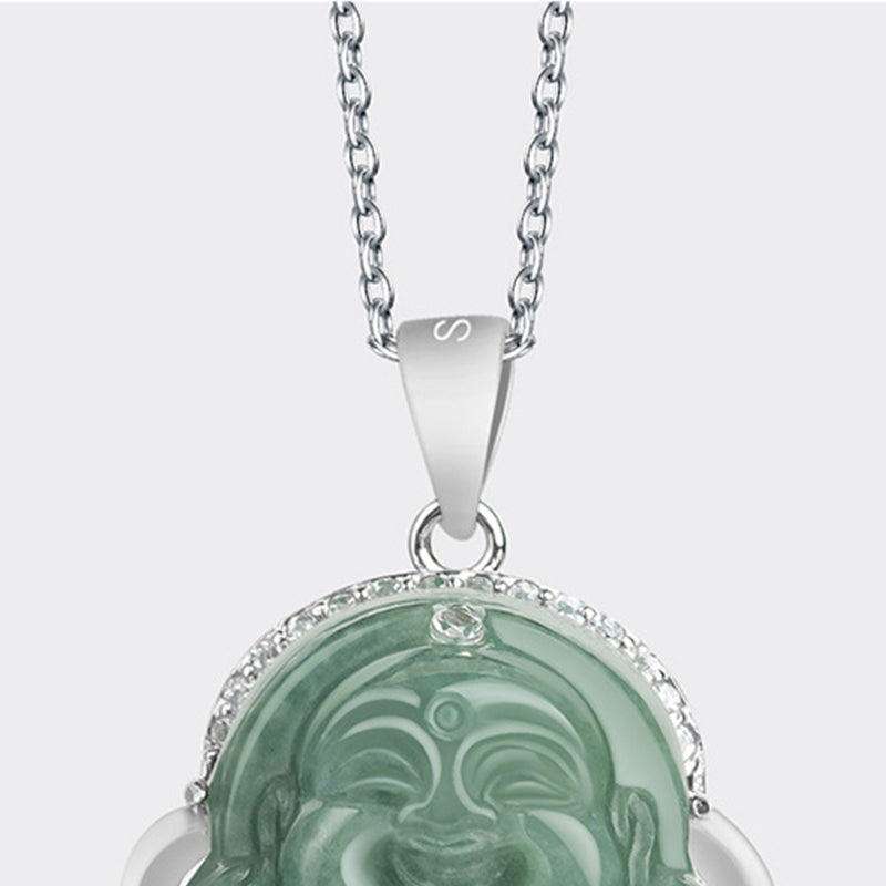Buddha Stones en argent sterling 925 et jade Bouddha rieur - image 7