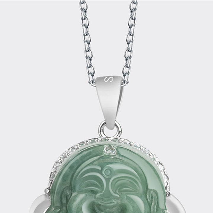 Buddha Stones en argent sterling 925 et jade Bouddha rieur - image 7