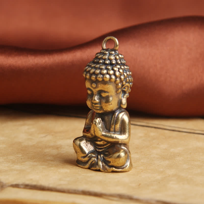 Porte-clés pendentif décoratif en cuivre avec Bouddha de la compassion