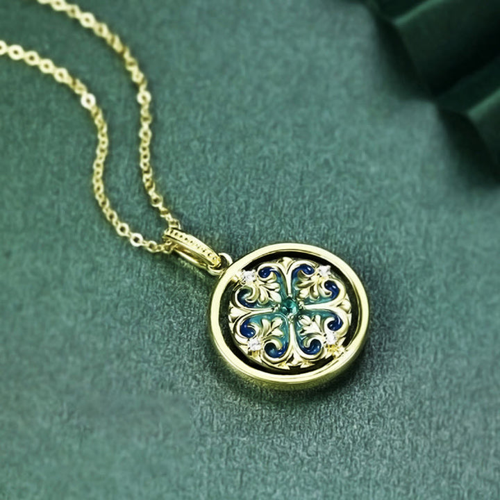 Collier pendentif rotatif en argent sterling 925 avec Buddha Stones et fleur de lotus en zircone