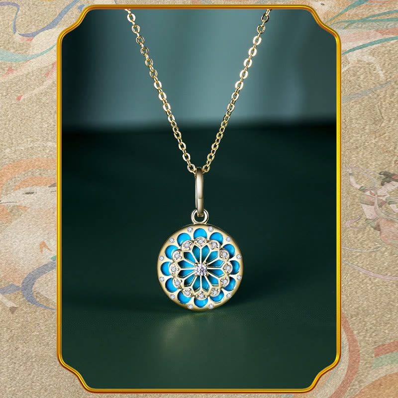Collier pendentif en argent sterling 925 Buddha Stones et zircon rond turquoise