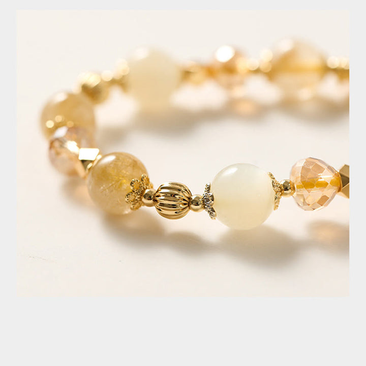 Bracelet porte-bonheur en quartz rutile doré plaqué or 14 carats de Buddha Stones