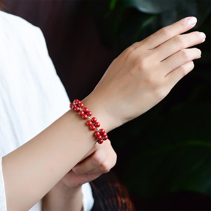 Bracelet de bénédiction en perles de cinabre naturelles de Buddha Stones