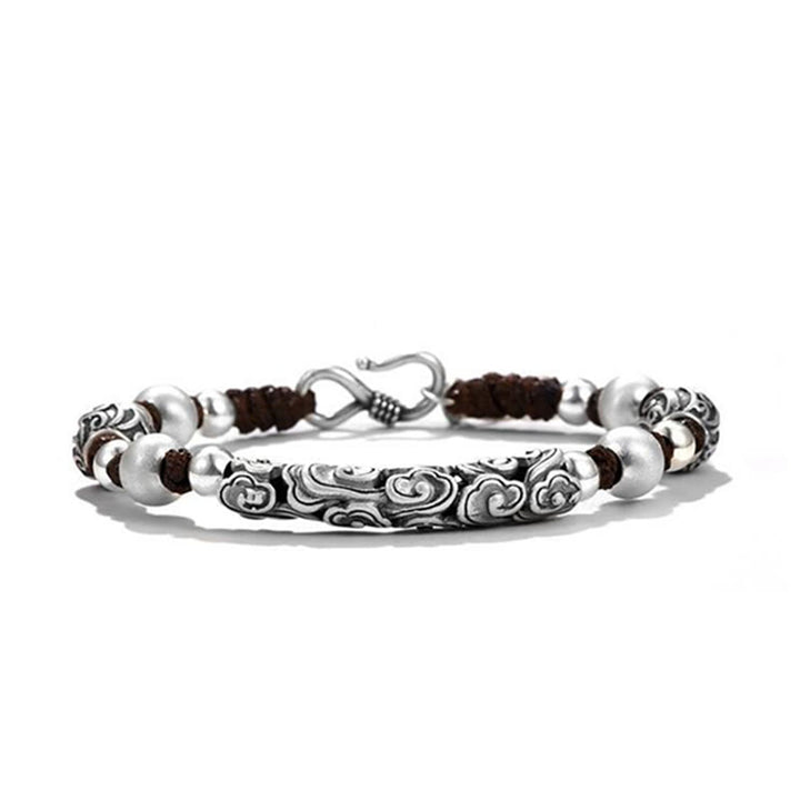 Bracelet en fil de richesse en argent sterling 999 fait main en cuivre et Buddha Stones du Tibet