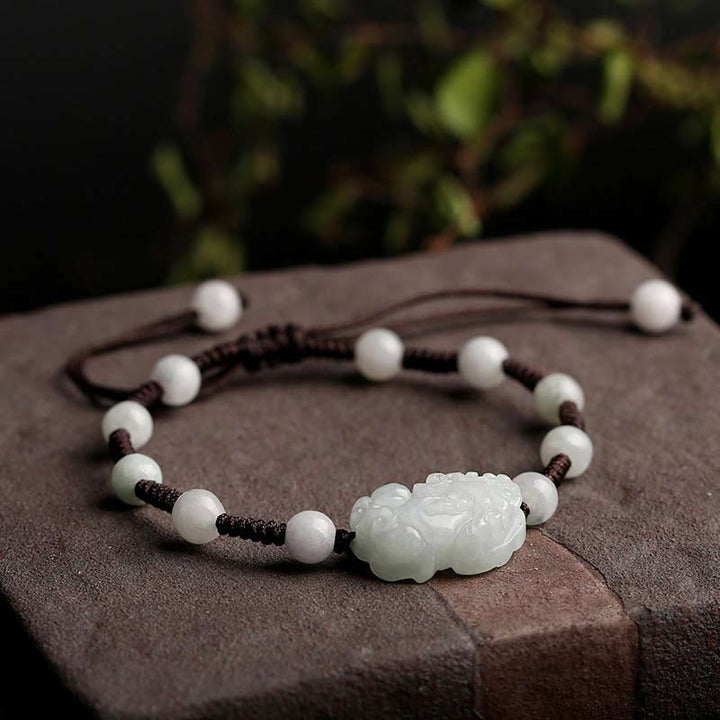 Bracelet porte-bonheur PiXiu en jade naturel Buddha Stones