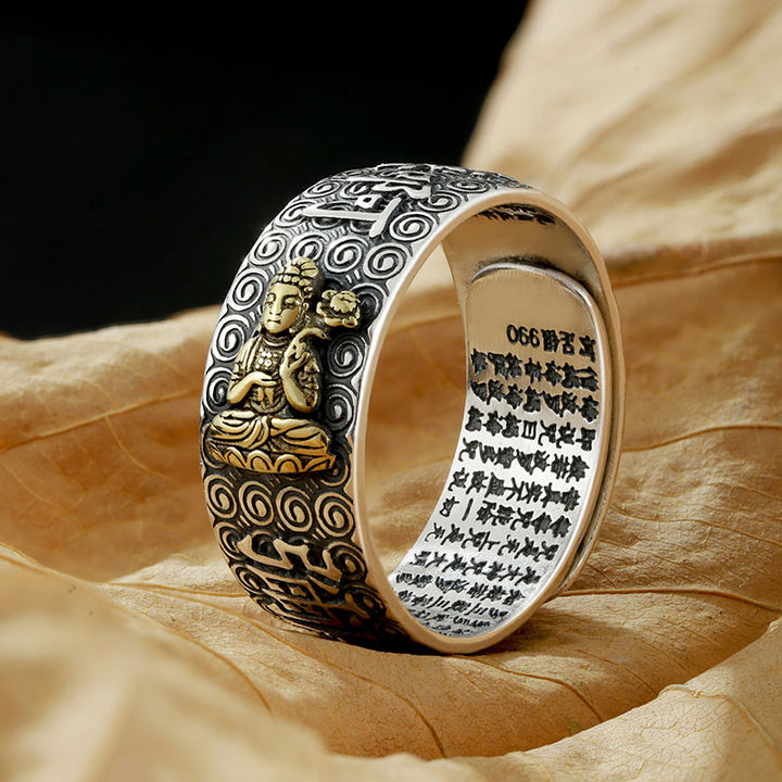 Bague ajustable Buddha Stones du zodiaque chinois Natal Bouddha Richesse Chance