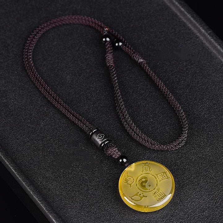 Buddha Stones Taoïsme Cinq montagnes sacrées Symbole Yin Yang Collier pendentif d'équilibre en cristal Liuli Porte-clés - image 11