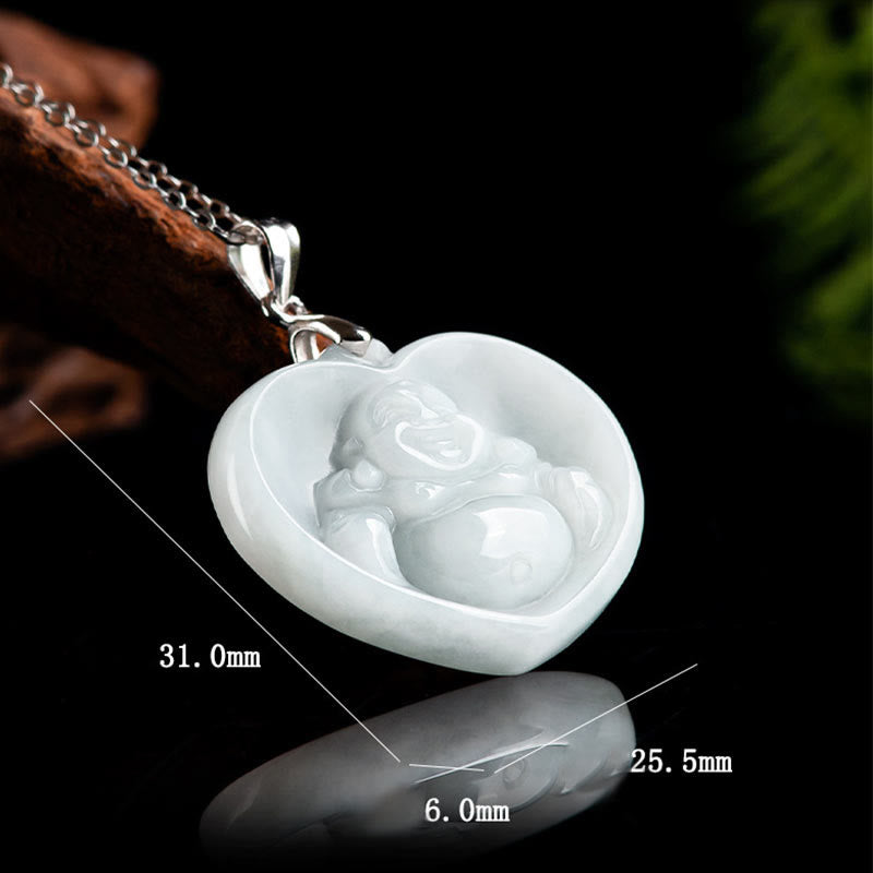 Buddha Stones pendentif porte-bonheur en jade blanc Bouddha rieur en argent sterling 925 - image 9