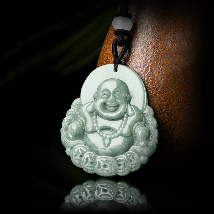 Collier pendentif en jade naturel et cuivre Bouddha rieur Buddha Stones de Bouddha - image 6