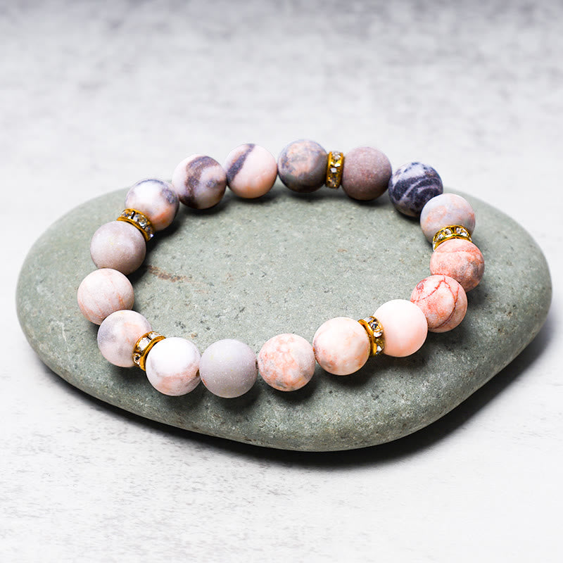 Bracelet de perles en jaspe zèbre en cristal de guérison de l'anxiété et du stress Buddha Stones