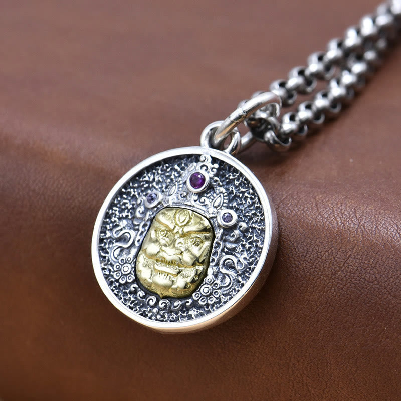 Collier pendentif spirituel Dorje Vajra en argent sterling 925 avec Buddha Stones Zakiram Déesse de la richesse