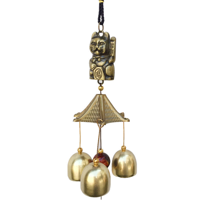 Cloche de carillon murale en cuivre pour chat porte-bonheur, décoration d'intérieur faite à la main - image 6
