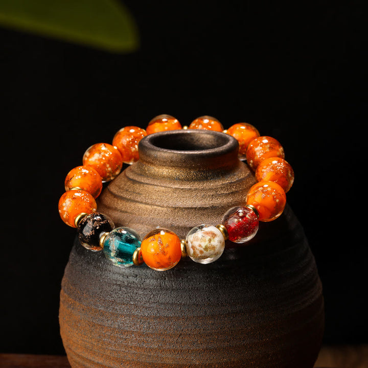 Bracelet porte-bonheur en perles de verre Liuli lumineuses Buddha Stones