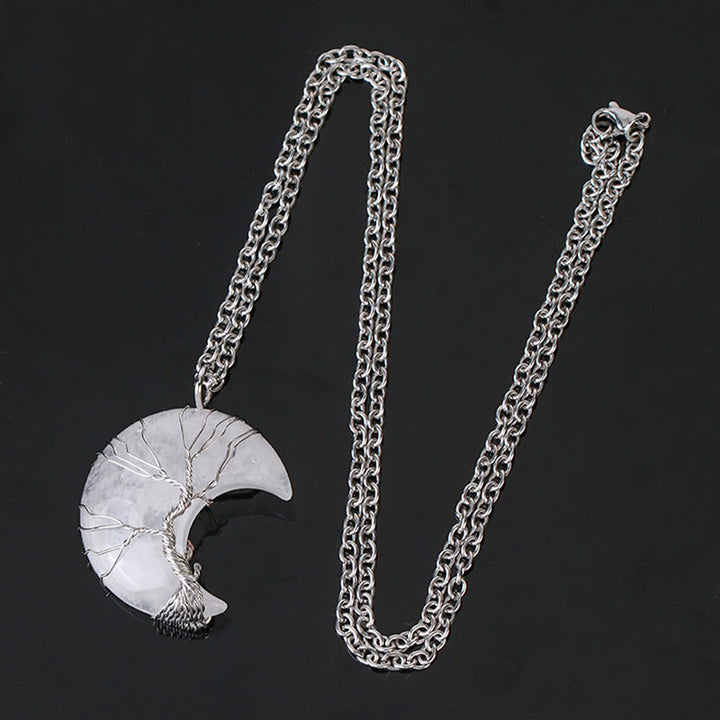 Collier pendentif en cristal de quartz naturel Buddha Stones Moon Tree Of Life Healing Energy - image 11