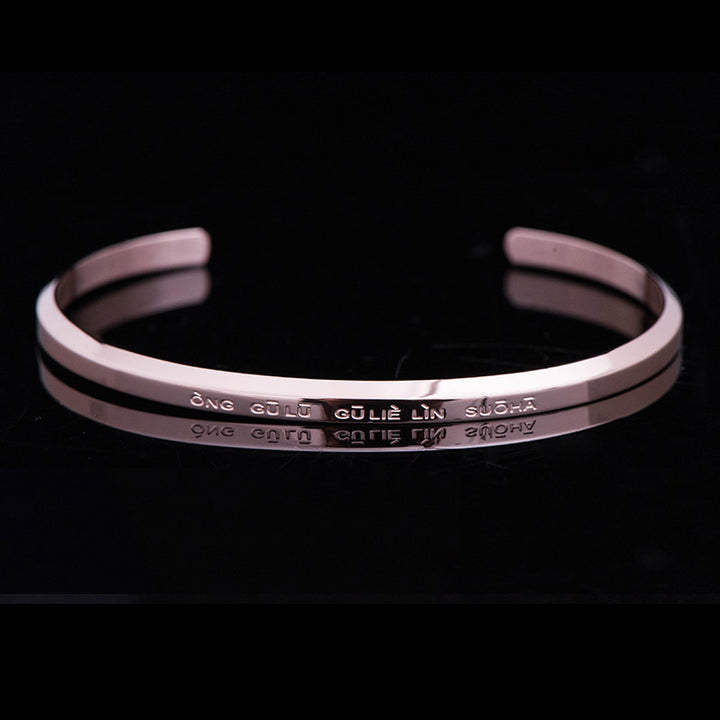 Bracelet de protection et de bénédiction en acier titane gravé avec six mots vrais de Buddha Stones