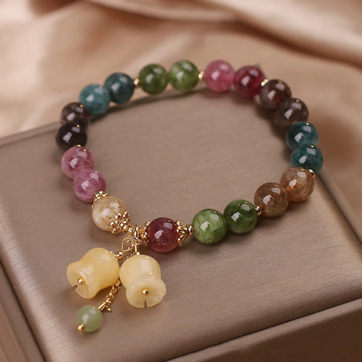 Bracelet d'amour en perles de fleur de tourmaline colorée naturelle Buddha Stones