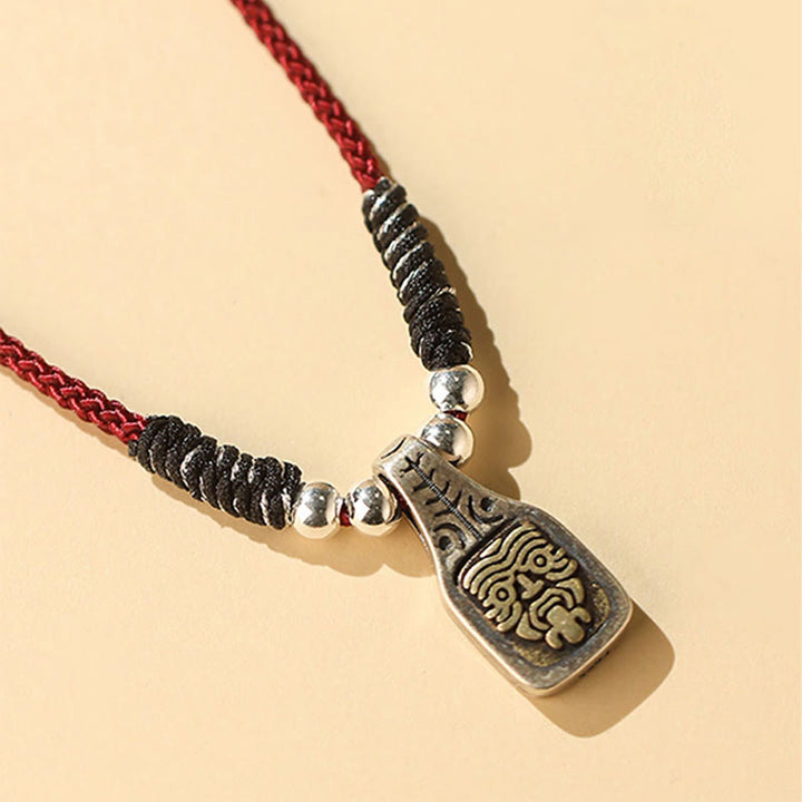 Collier avec pendentif en corde de protection de la déesse de la richesse Zakiram en argent sterling 925 tibétain avec Buddha Stones