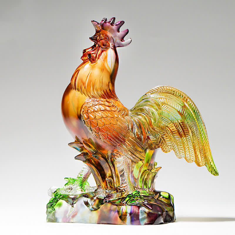 Pièce d'art en cristal de coq Liuli faite à la main, décoration d'intérieur - image 0