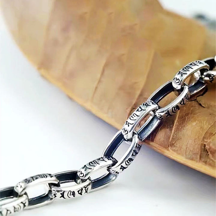 Bracelet de sagesse gravé en cuivre double Dorje Buddha Stones Om Mani Padme Hum