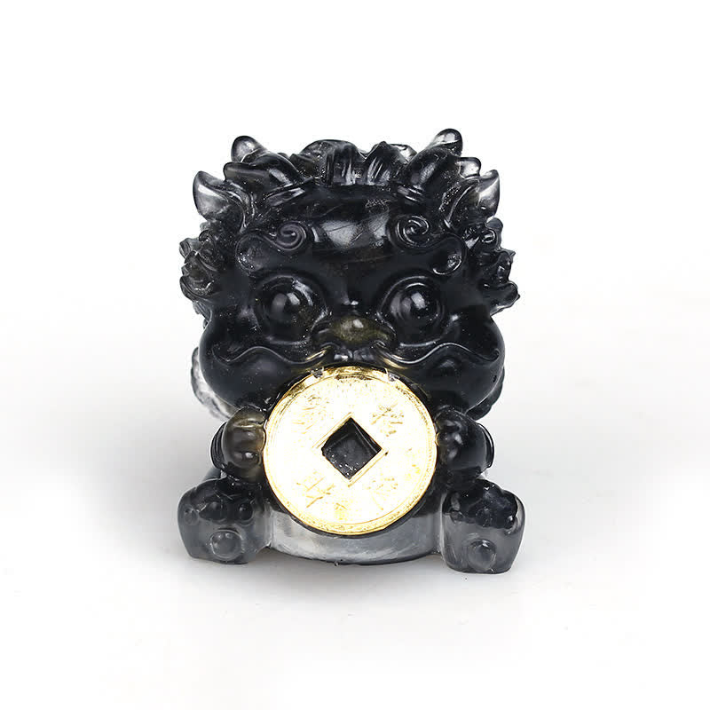 Buddha Stones faites à la main, jolie pièce d'or PiXiu, cristal Fengshui, énergie, richesse, fortune, décoration de la maison - Obsidienne noire (Repousse les mauvais esprits ♥ Protection) - image 3