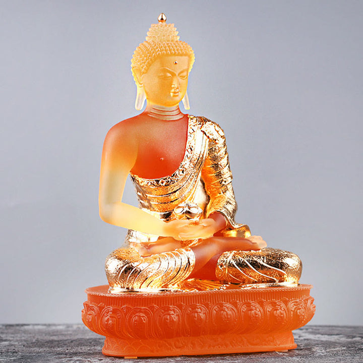 Buddha Stones Figurine de Bouddha faite à la main Pièce d'art Liuli Statue de sérénité Décoration d'offrande pour la maison