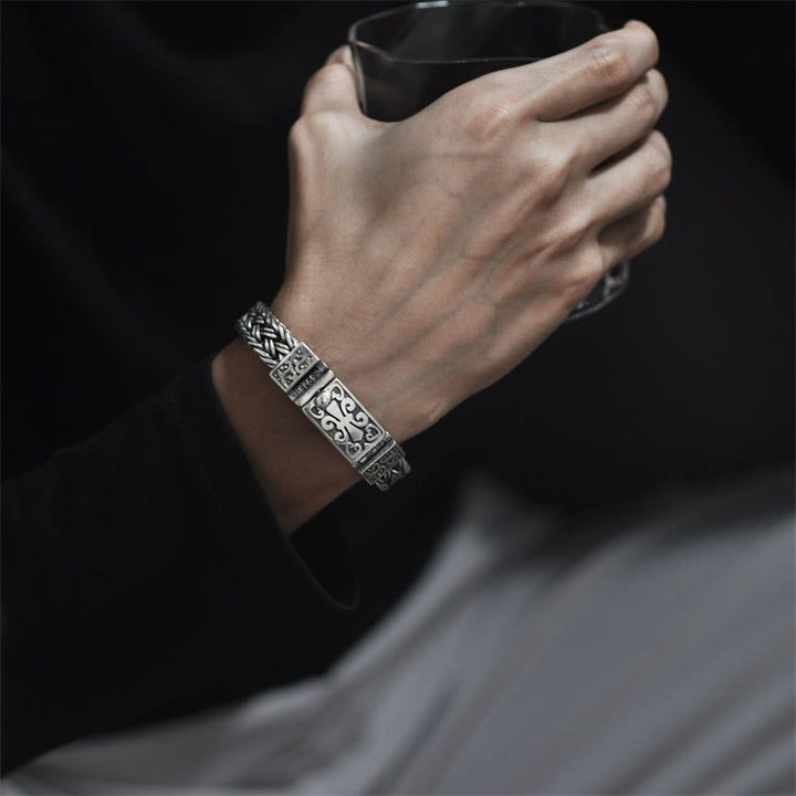 Bracelet de guérison tressé à motif totem de vigne rétro Buddha Stones