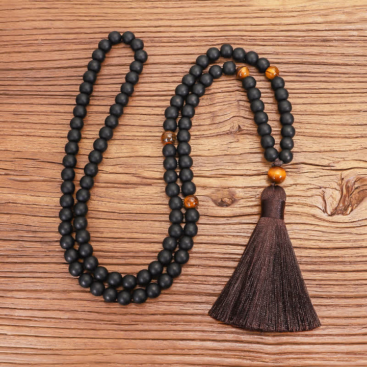 Buddha Stones en pierre givrée œil de tigre avec pendentif et équilibre