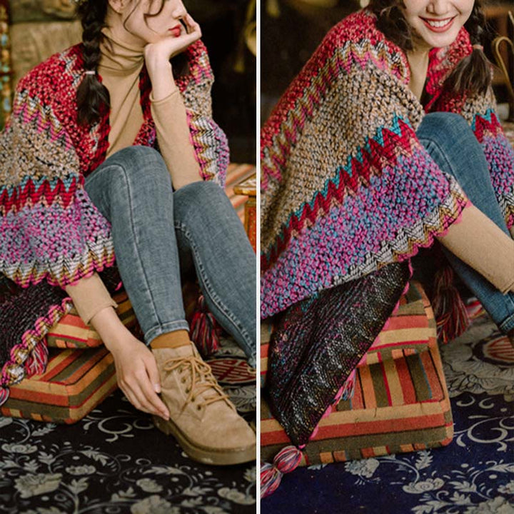 Buddha Stones , cape chaude, écharpe à pompon tibétaine - image 9