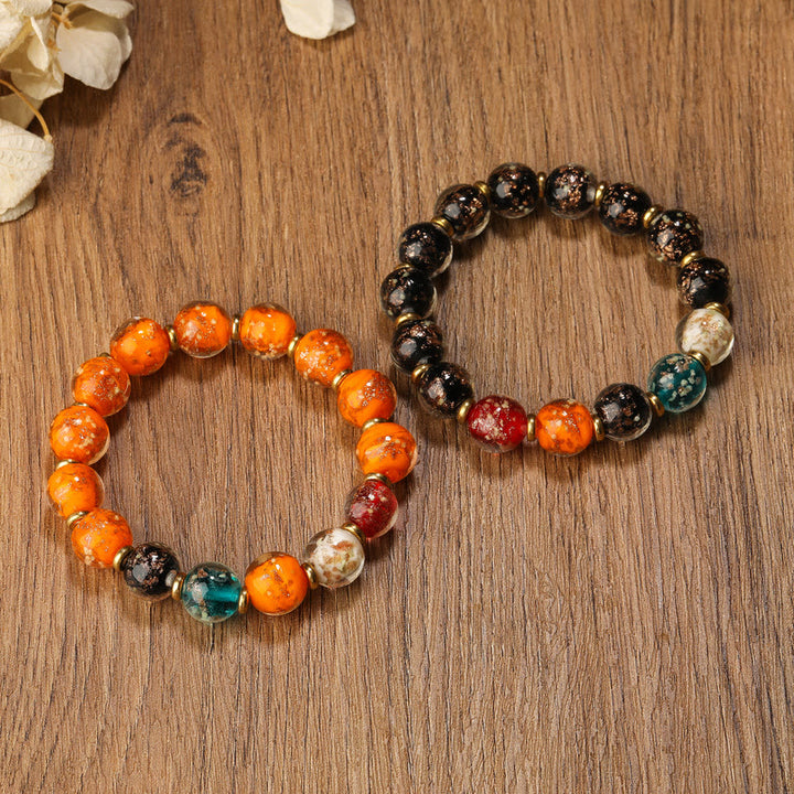 Bracelet porte-bonheur en perles de verre Liuli lumineuses Buddha Stones