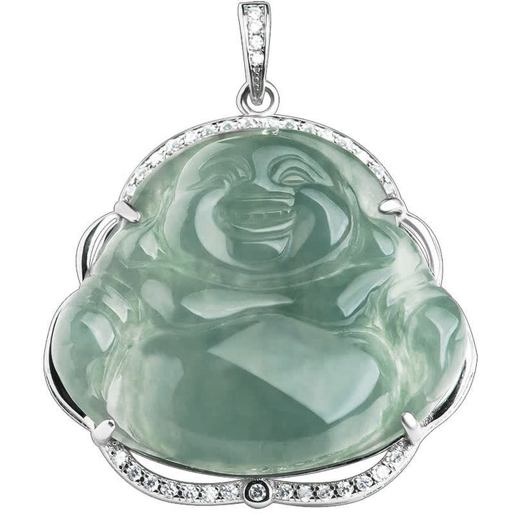 Buddha Stones avec pendentif porte-bonheur en jade naturel en argent sterling 925 avec Bouddha rieur - image 5