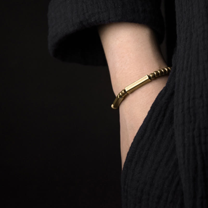Bracelet tibétain simple en cuivre avec Buddha Stones pour la richesse et la chance