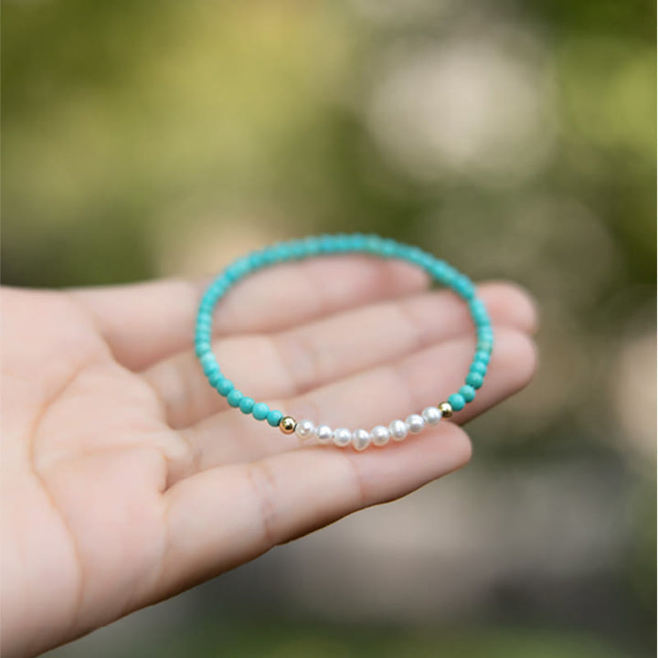 Bracelet en perles de turquoise naturelles en argent sterling 925 de Buddha Stones