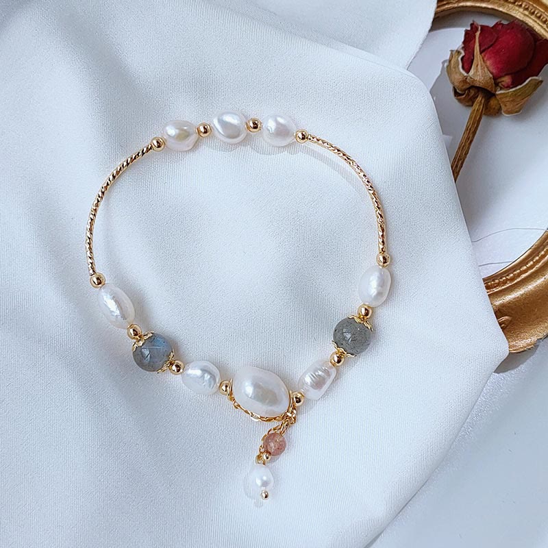 Bracelet d'optimisme en perles de quartz fraise et pierre de lune Buddha Stones - image 4