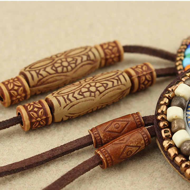 Collier pendentif créatif en perles à motif mandala et Buddha Stones