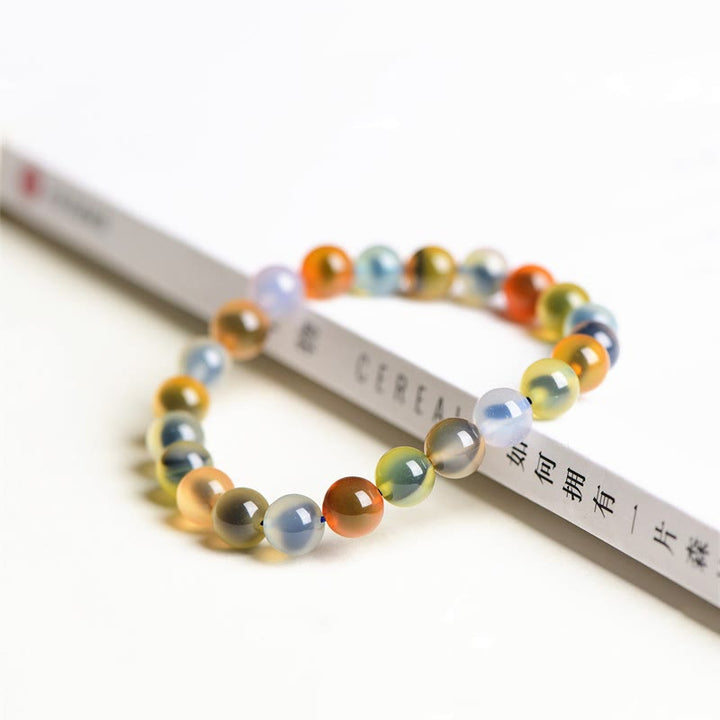 Bracelet de perles en agate naturelle colorée de Buddha Stones Harmony Strength