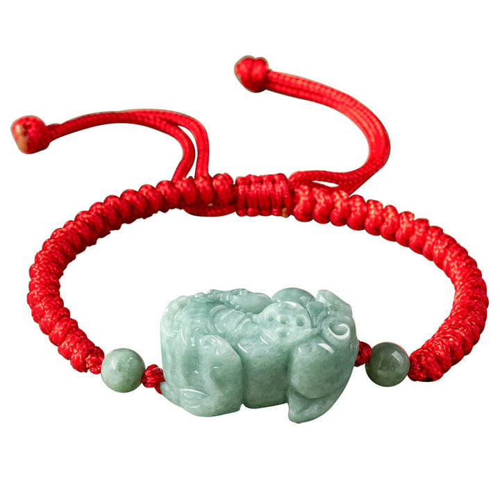 Bracelet tressé en jade naturel fait main avec Buddha Stones et protection PiXiu King Kong