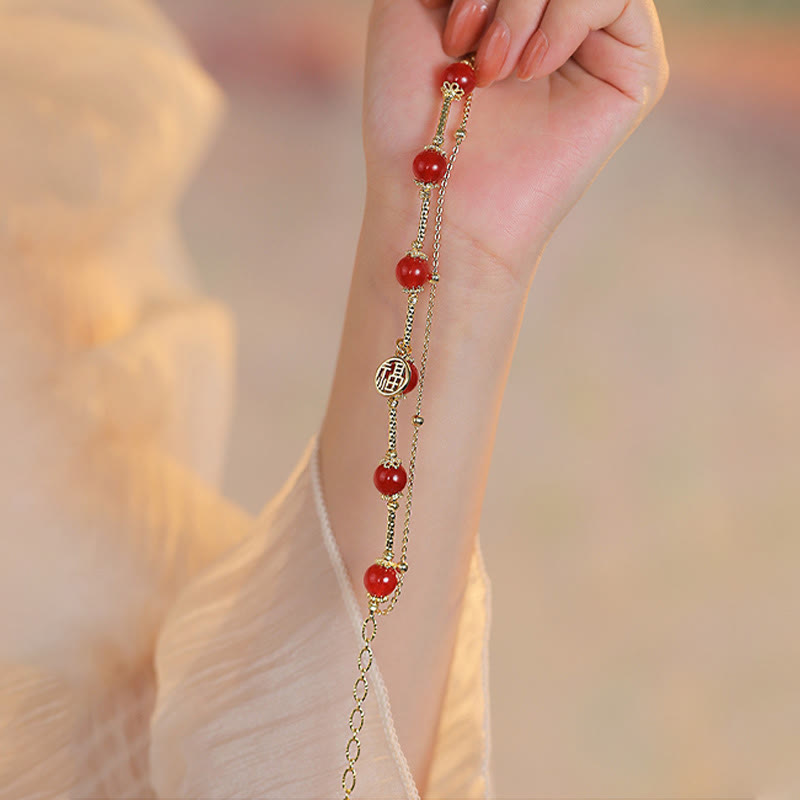 Bracelet d'acceptation de soi avec breloque en agate rouge et Buddha Stones Fu