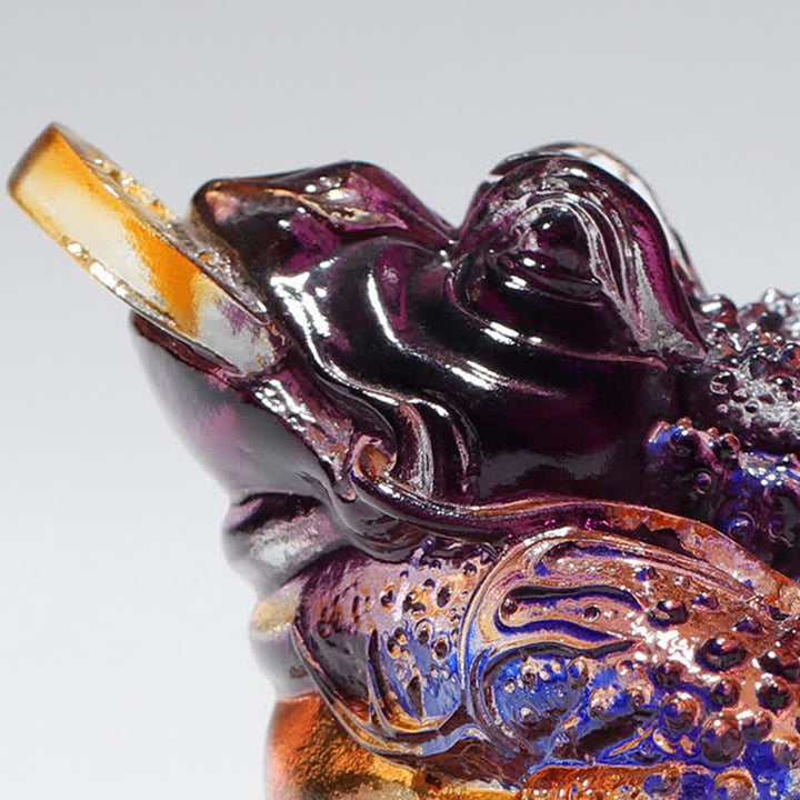 Grenouille Feng Shui Pièce d'art en cristal Liuli faite à la main Décoration de bureau à domicile Richesse