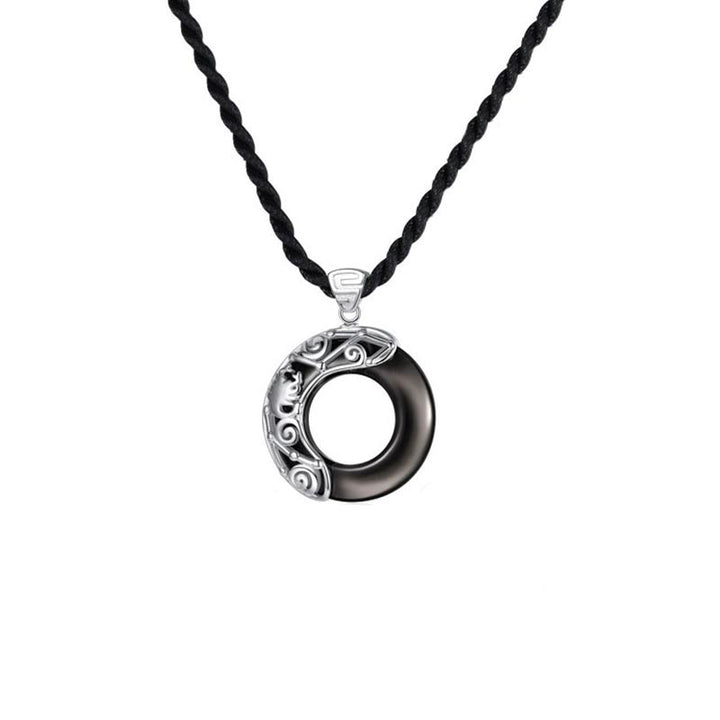 Collier pendentif rond en obsidienne glacée avec 12 constellations du zodiaque de Buddha Stones - image 29