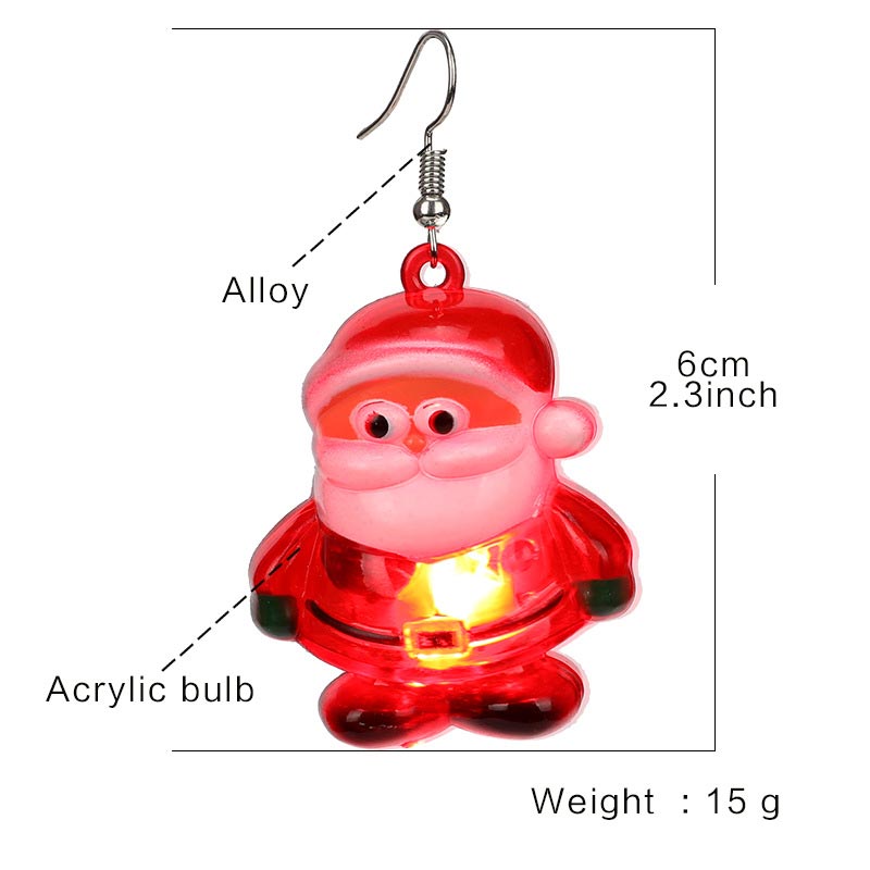 Boucles d'oreilles lumineuses à LED en forme d'élan et de sapin de Noël