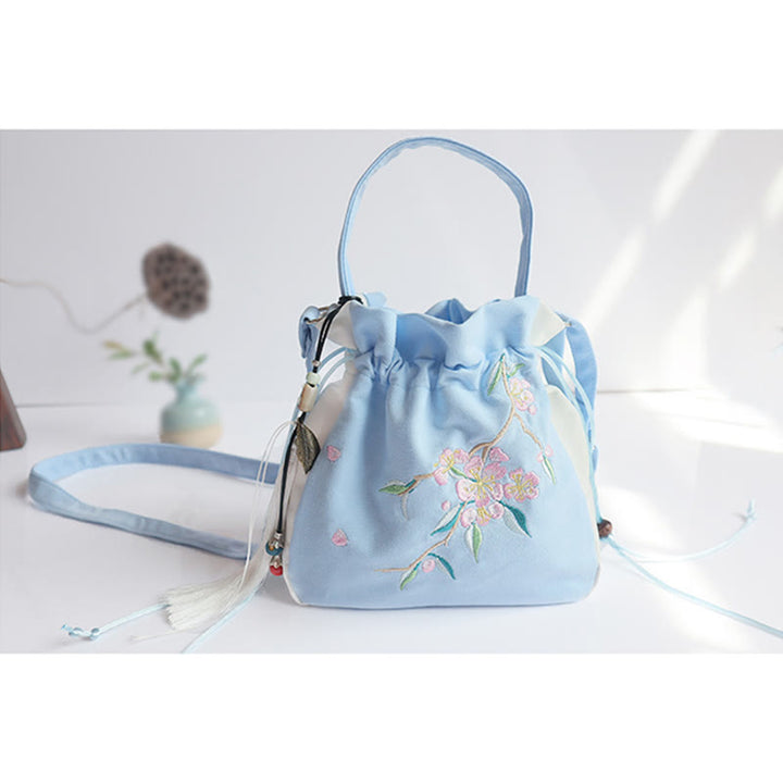 Sac à main en toile brodé à la main avec Buddha Stones et fleurs