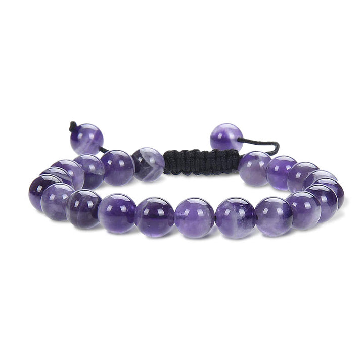 Bracelet en macramé unisexe réglable avec pierres précieuses et cristaux de guérison naturelles Buddha Stones - Améthyste - image 0