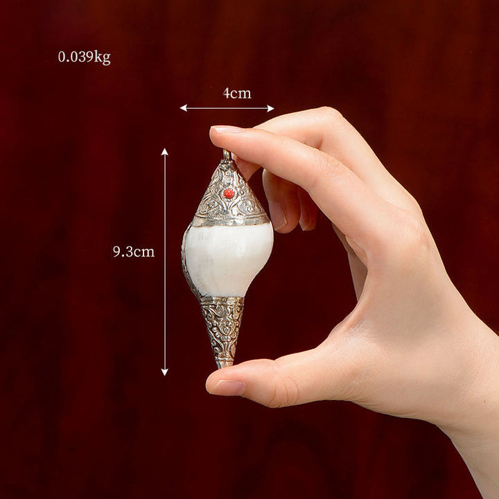 Coquillage de conque tibétain naturel Shankha, décoration porte-bonheur pour la maison - Shankh extra petit 9,3*4 cm - image 2