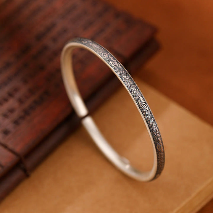 Bracelet porte-bonheur vintage en argent sterling 999 Buddha Stones et nuages ​​de bon augure - Argent sterling 999 - image 0
